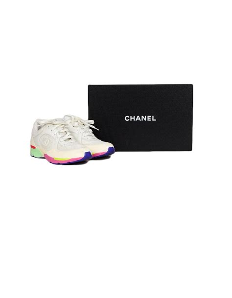 chanel white and neon trainers|chanel shoes uk.